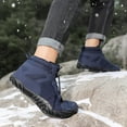 thumbnail image 7 of Xfvqtps Womens Sneakers Plush Fleece Line Lace Up High Top Non Slip Waterproof Climbing Oxford Cloth Shoes Fall Winter Snow Warmth Breathability Casual Cotton Couples Shoes Blue, 7 of 7