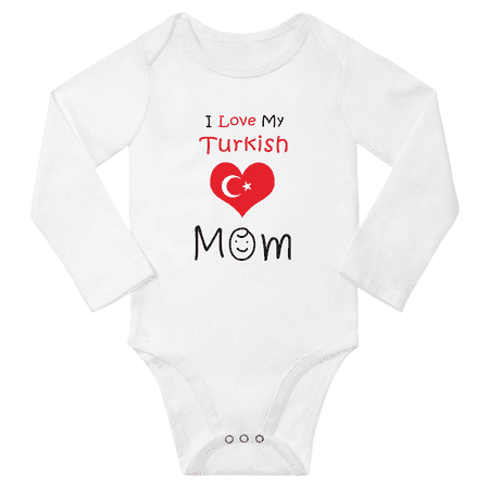 

I Love My Turkish Mom Baby Long Slevve Romper Bodysuit (White 3-6 Months)