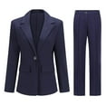 thumbnail image 3 of Women's 2 Piece Business Suit Set Lapel Single-breasted Polyester Suit Jacket With Straight Trousers, 3 of 5