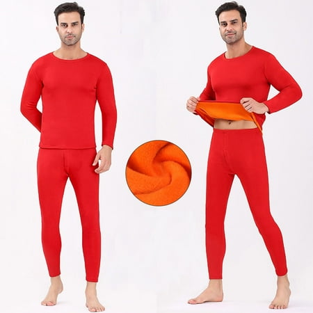 guisaled Mens Thermal Underwear Set Fleece Lined Long Johns For Men Warm Cotton Shirts And Pants Base Layer Winter Cold Weather Friday Clearance