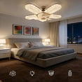 thumbnail image 6 of 11.81" Mini Crystal-Effect LED 5-Blade LED Fan Light, 3 Adjustable Color and Fan Speeds, Decorative Chandelier Small Ceiling Fan for Bedroom Living Room (1PCS), 6 of 8