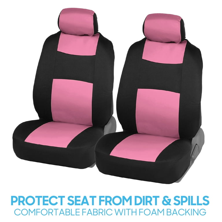 BDK PolyPro Car Seat Covers Full Set in Pink on Black – Front and