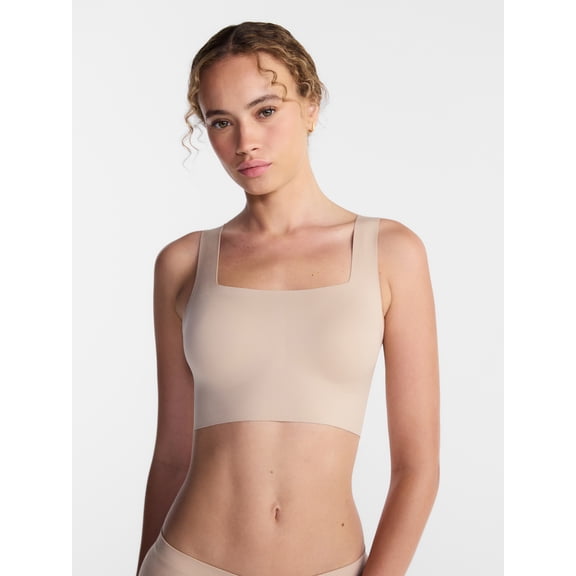 Joyspun Women’s Wire-Free Bonded Longline Square Neck Bra, Sizes XS-XXXL