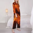 thumbnail image 3 of Balery Fiery Orange Flames Energy Conjunto de Pijama con Estampado para Mujer, Conjunto de Dos Piezas con Manga Larga, Ropa de Dormir Suave con Bolsillos, Pijamas Cómodos-Medium, 3 of 7