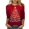 thumbnail image 2 of LEKWK Christmas Outfits for Women Xmas Tree Crew Neck 3/4 Sleeve Tops Ugly Christmas Tee Shirts for Women Fashion Christmas Blouses for Women 2025, 2 of 5