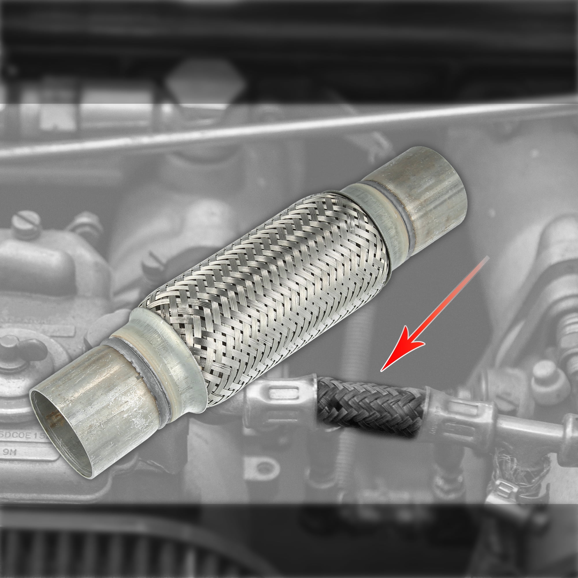 2.36"x8"x11.81" Car Exhaust Flexible Pipe Tubing Universal Exhaust Joint with Welding Extension Pipe Stainless Steel