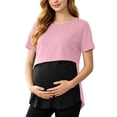 thumbnail image 2 of Gytharion Breastfeeding Pregnancy T-shirts for Women Crewneck Short Sleeve Maternity Blouse Color-bloking Comfortable Nursing Tops, 2 of 6