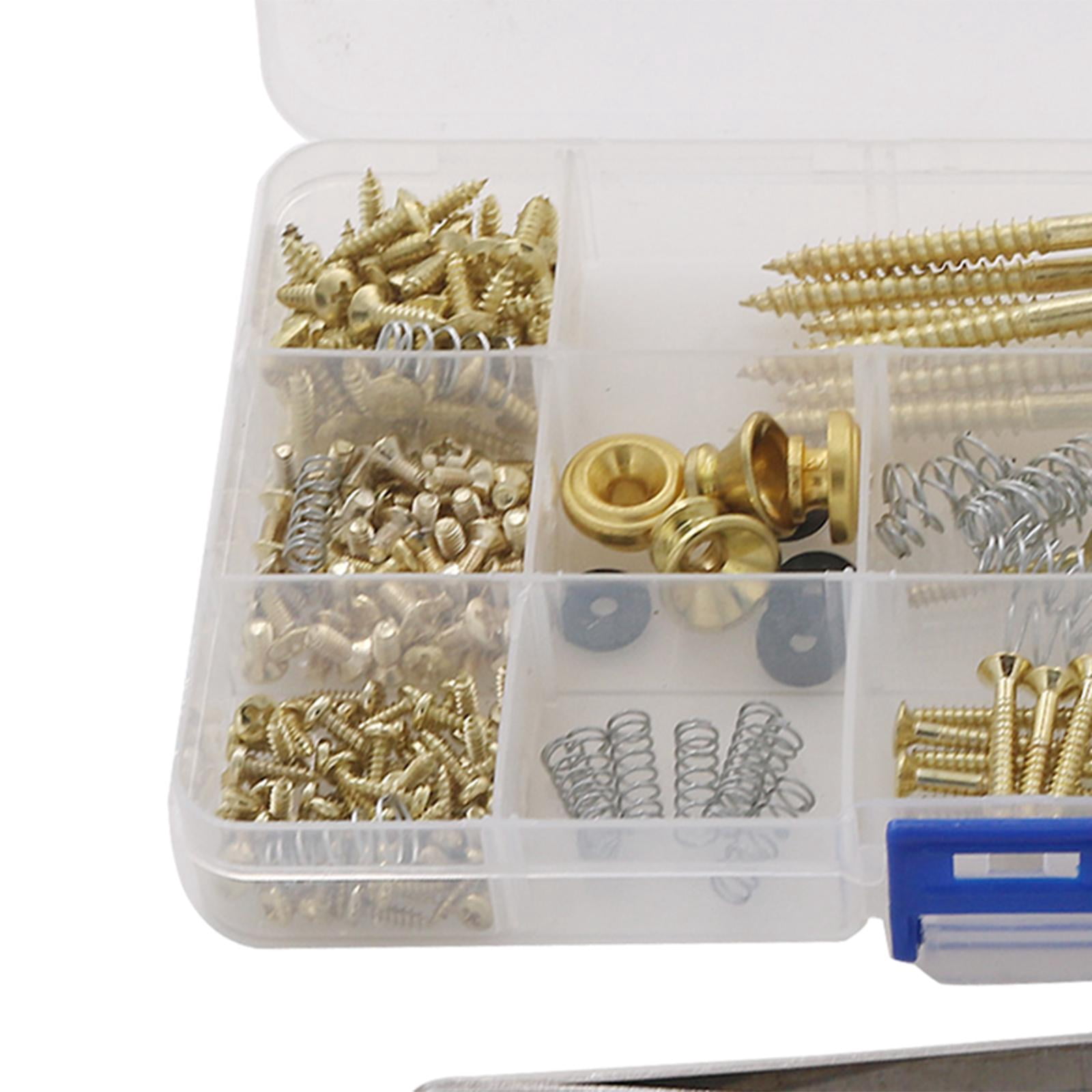 Rushawy 262Pcs Guitar Screw Guitar Repairing Screw Set for Pickguard Guitar Bass Golden