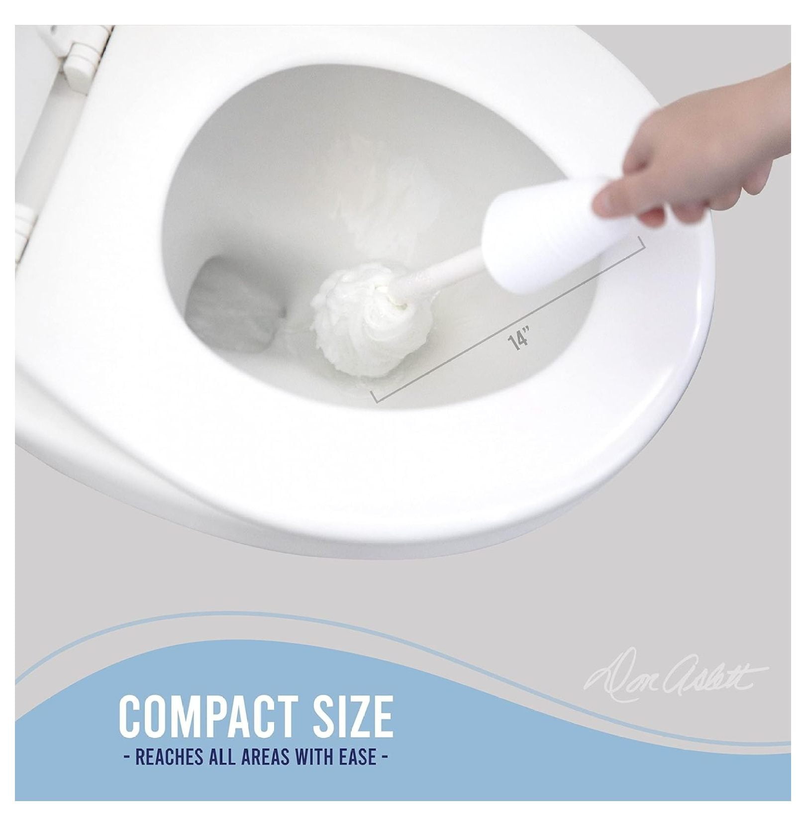 Johnny Mop | Set of 2 Toilet Brushes | 14" Handle to Easily Clean Toilet or Shower | Scratch Free Bowl Swab | Safe to Use with Your Favorite Toilet Bowl Cleaner