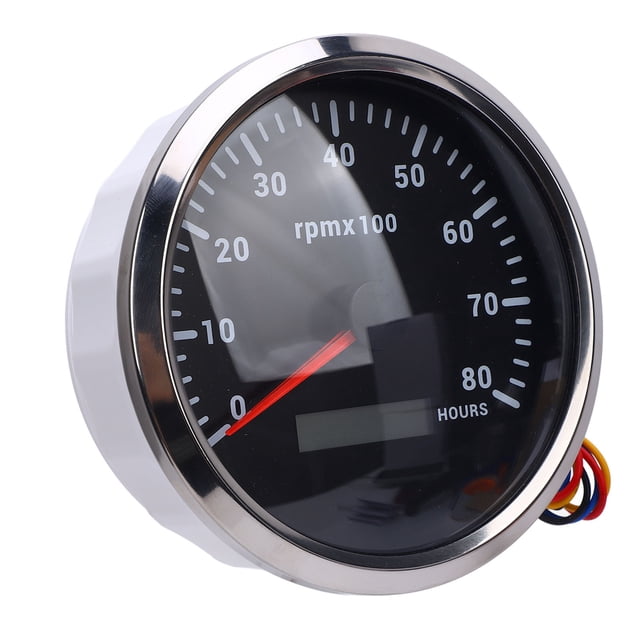 Boat Tacho Gauge,110mm 4-3/8in 7 Color Backlight DC 9-32V 8000RPM Tachometer Gauge with Hour Meter Compatible with Various Tacho RPM Sensors, Featuring Moving Magnet