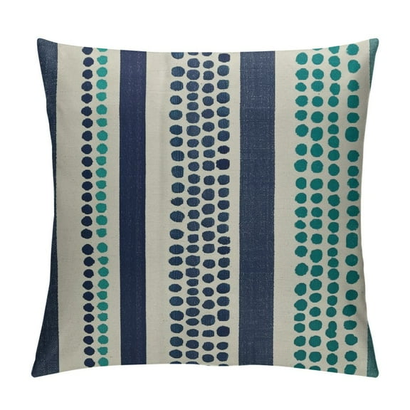 Fenyluxe Navy Blue Teal Pillow Covers Gray Grey Dot Print Striped Decorative Outdoor Pillowcases Boho Rustic Farmhouse Decorative Throw Cushion Case Decor for Couch Sofa Bed 12x12in