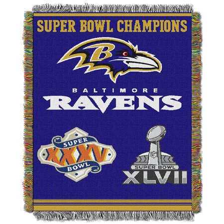 Baltimore Ravens Commemorative Super Bowl Champs Woven Tapestry Throw