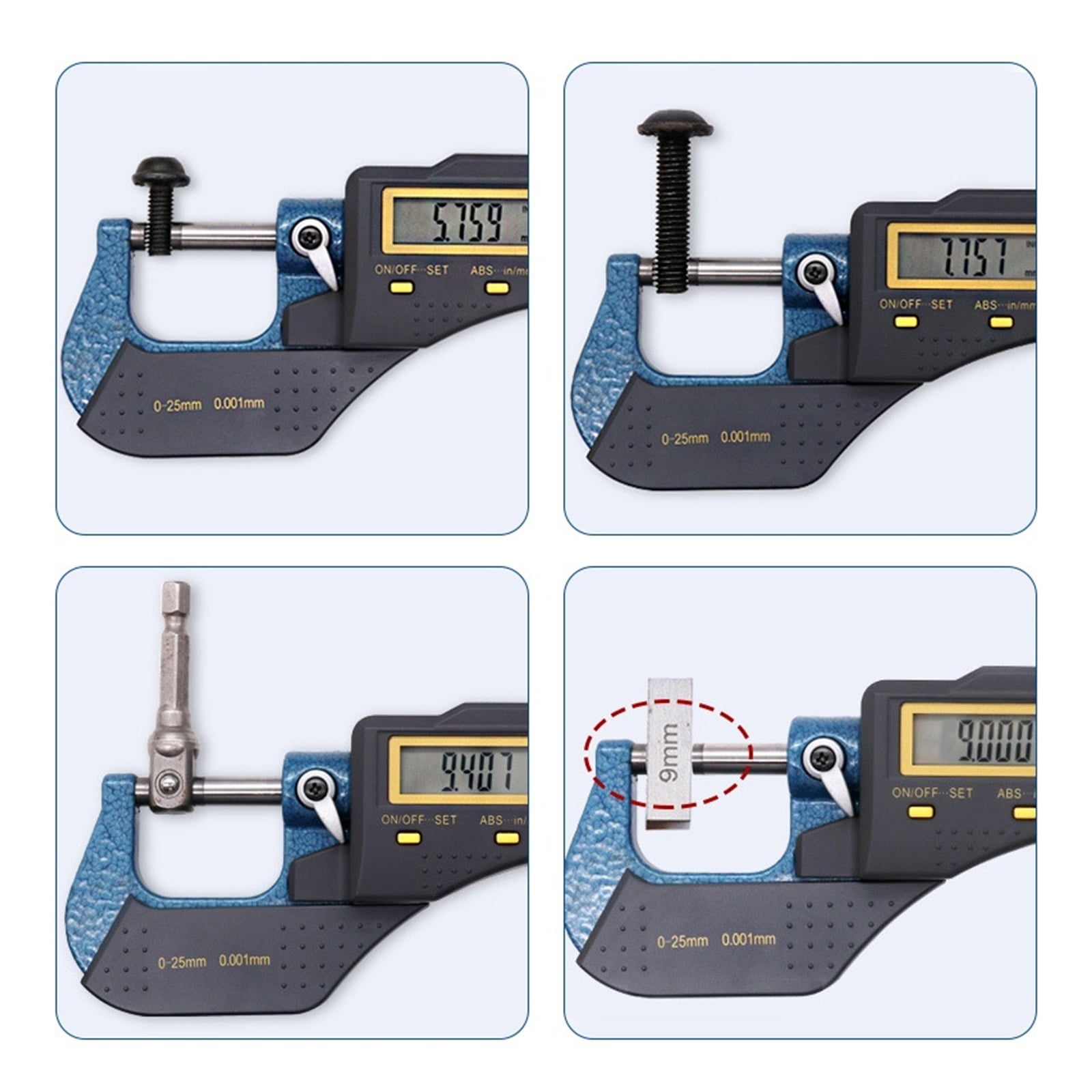 0-25mm 0.001mm Steel Electronic Outside Digital Micrometer Screw Large LCD Screen Digital Vernier Micrometer Caliper Gauge