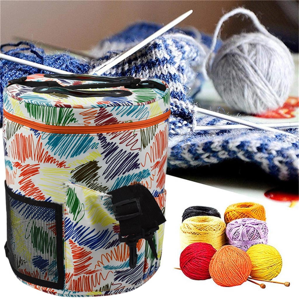 DIY Yarn Thread Sewing Tools Storage Bag Knitting Crochet Bag with Shoulder Strap Handles