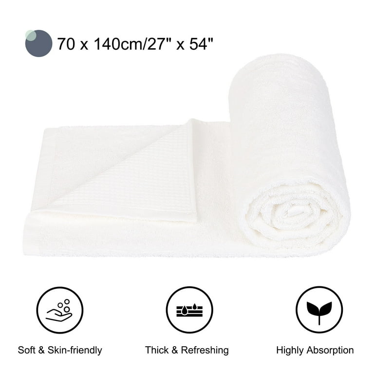 White Pack of 6 Large Bath Towels 100% Cotton 27x55 Highly