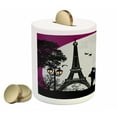 thumbnail image 2 of Romantic Piggy Bank, Horse Carriage Couple Hugging in Front of the Eiffel Tower and Full Moon, Ceramic Coin Bank Money Box for Cash Saving, 3.6" X 3.2", Fuchsia Grey Black, by Ambesonne, 2 of 4
