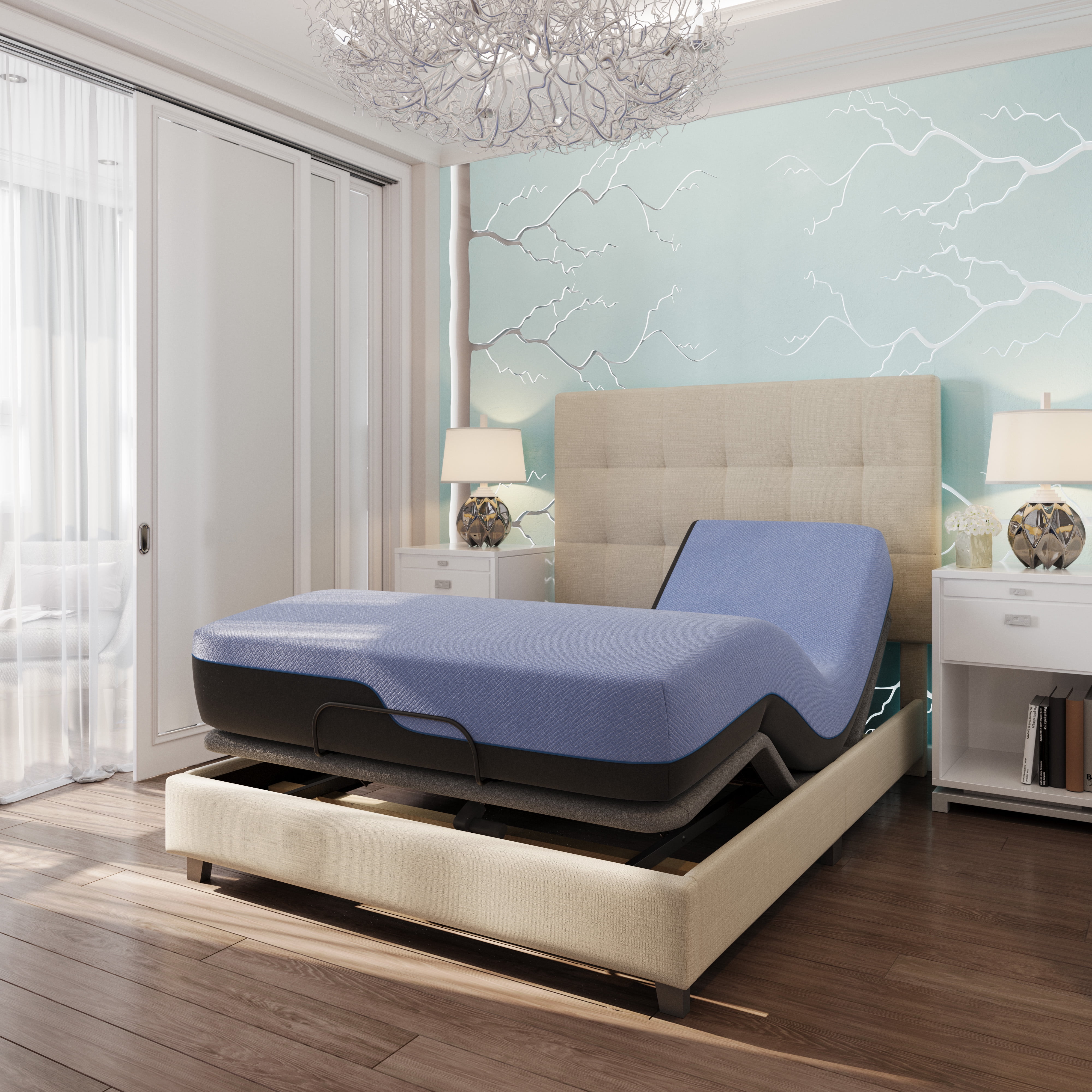Newboti Furniture 12 inch Flex Head Memory Foam Hybrid Mattress and Adjustable Base Bundle, King Size 29852