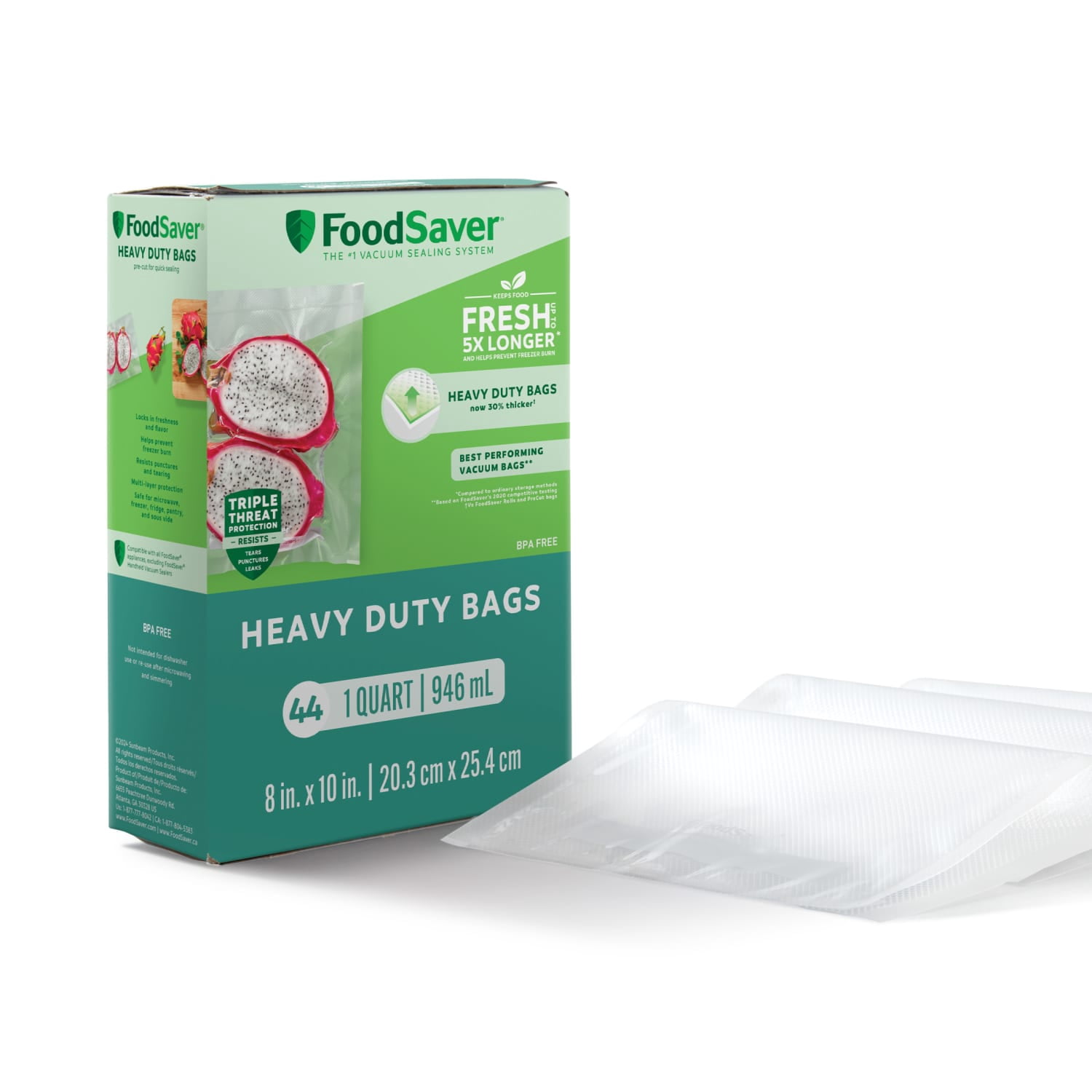 (3 pack) FoodSaver Heavy Duty Vacuum Seal Bags, 1 Quart, 44 Count