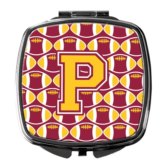 Letter P Football Maroon and Gold Compact Mirror