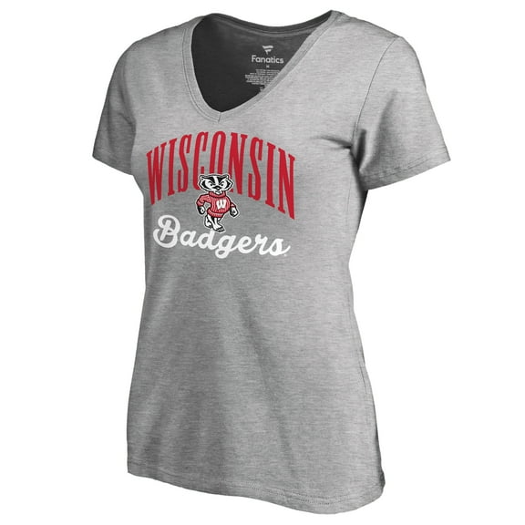 Women's Ash Wisconsin Badgers Victory Script T-Shirt
