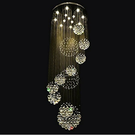 Siljoy Spiral Staircase Chandelier Lighting Raindrop Crystal Sphere Siljoy Spiral Staircase Chandelier Lighting Raindrop Crystal Sphere Modern Led Ceiling Light Foyer W40 X H118 Com