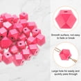 thumbnail image 4 of Uxcell 50 piezas de cuentas de madera geométricas de 20 mm en rosa, cuentas sueltas con agujero grande de 4 mm para hacer joyas, collares y pulseras., 4 of 7