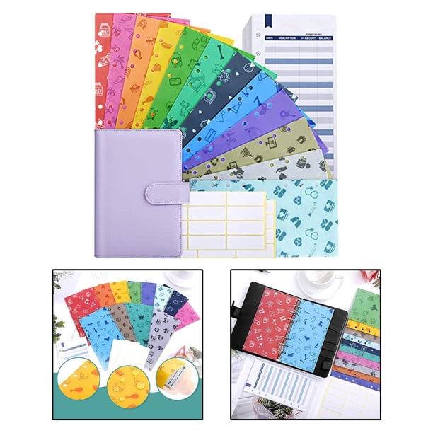 Carpeta de Cuaderno A6 de Cuero de PU, 6 Anillos Planificador de Agenda Papelería Sobres de Cuaderno de Facturas Cuaderno de Facturas Planificador de Pueple Soledad Carpeta de cuaderno