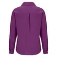 thumbnail image 5 of Purple Women Shirts, Womens Cotton Linen Down Shirt 2025 Spring Casual Long Sleeve Solid Color Shirts Loose Work Tops With Pockets,Women Shirts M, 5 of 5