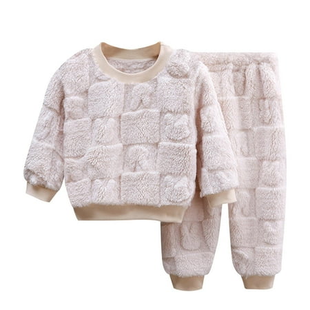 

Qiyuancai Toddler Girl Fall Outfits Set Children S Set Baby And Pajamas Boys Jacquard Homewear Fuzzy Warm Two Piece Set Clothes Set