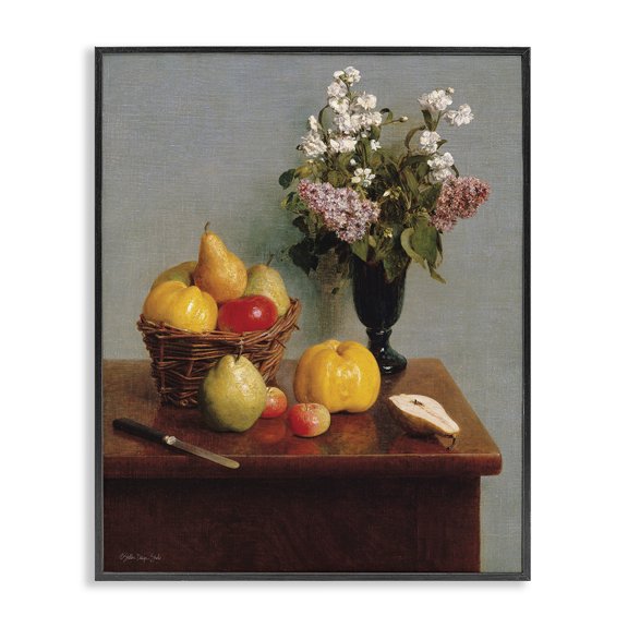 Stupell Industries Transitional Fruit & Flowers Still Life Black Framed Giclee Art, 11 x 14, by Stellar Design Studio