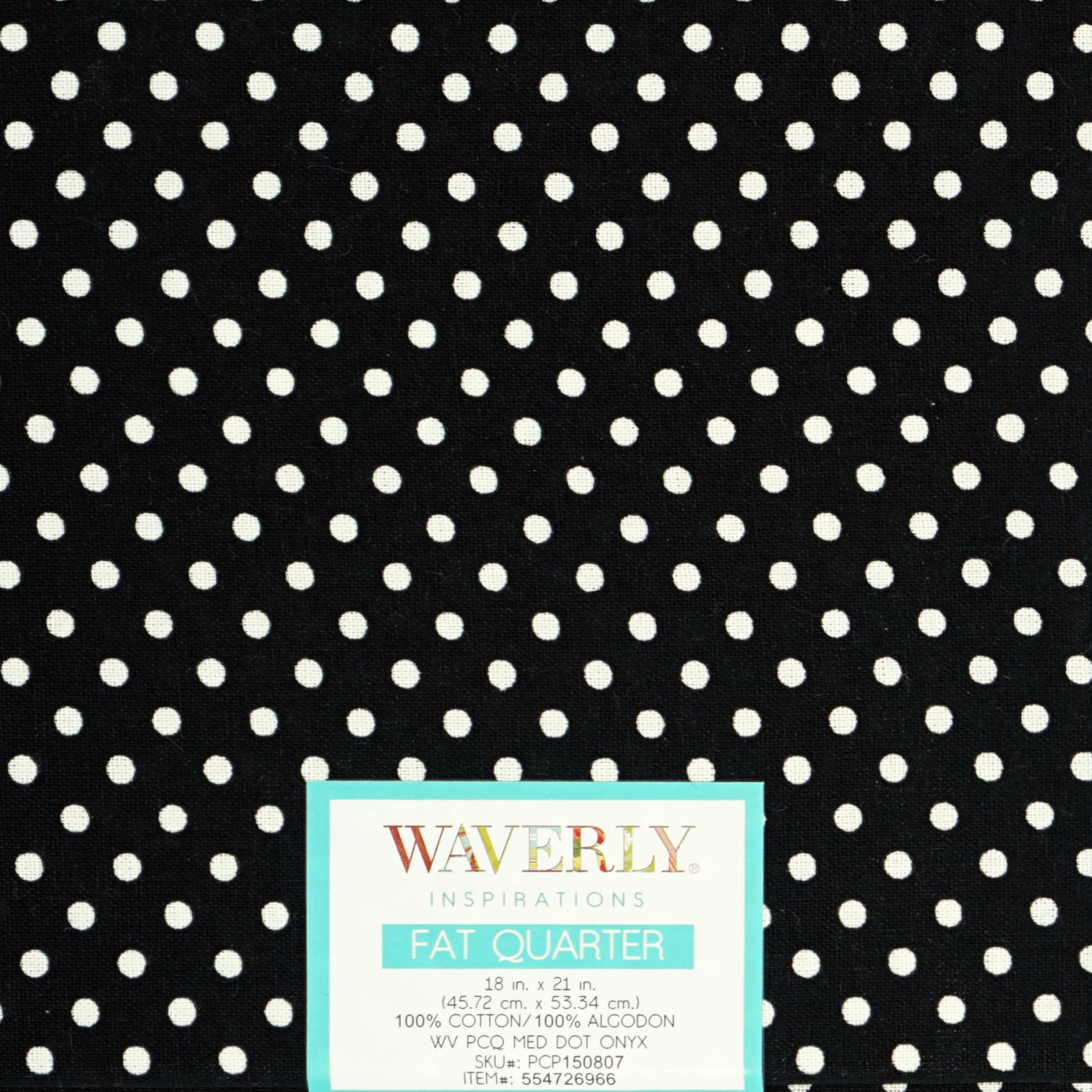 Waverly Inspirations Cotton 18" x 21" Fat Quarter Medium Dot Onyx Print Fabric, 1 Each