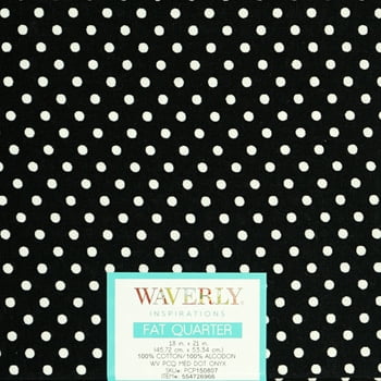 Waverly Inspirations Cotton 18" x 21"  Quarter Medium Dot Onyx Print Fabric, 1 Each