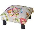 thumbnail image 1 of Jules Square Accent Footstool Ottoman Off White Floral, 1 of 14