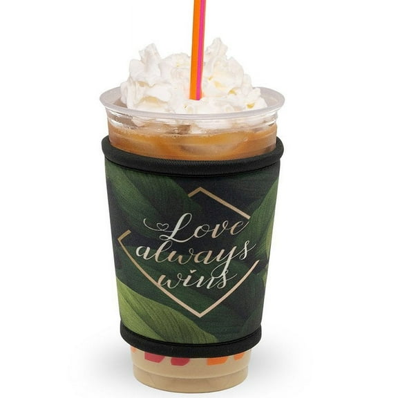 GoCuff Reusable Hot and Iced Coffee Insulator Sleeve Neoprene Holder - Love Always Wins