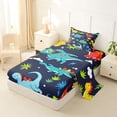 thumbnail image 2 of Feelyou Jungle Dino Twin Sheet Sets for Kids Boys Girls, Tropical Wildlife Bedding, Navy, 3 Pieces, 2 of 5