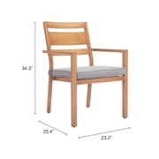 Rader Dining Chair Natural Dining Chair, Modern Style, Removable and washable cushion cover, Aluminum, Outdoor Dining