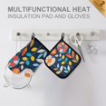 thumbnail image 4 of Yayeee Oven Mitts and Pot Holder Set of 2 Heat Resistant Kitchen Gloves Baking Hot Pad, Simple Floral, 4 of 5