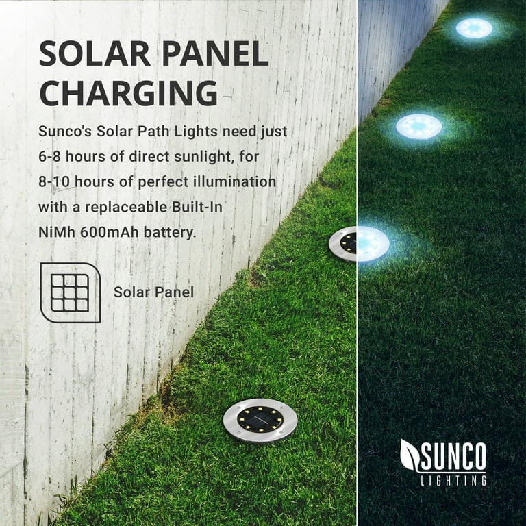 Sunco Lighting Solar Path Lights, Dusk-to-Dawn, 7000K Diamond White, Cross Spike Stake for Easy in Ground Install, Solar Powered LED Landscape Lighting - 10 Pack Sunco Lighting Solar Path Lights, Dusk-to-Dawn, 7000K Diamond White, Cross Spike Stake for Easy in Ground Install, Solar Powered LED Landscape Lighting - 10 Pack