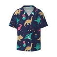 thumbnail image 3 of Cauagu Cartoon Dinosaur Men's Short Sleeve Button Down Hawaiian Shirt for Men Bowling Shirts Casual Summer Beach Shirt,3X-Large, 3 of 6