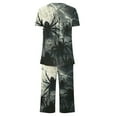 thumbnail image 3 of successthop Matching Loungewear Plus Size Halloween Lightweight Short Sleeve Button 2 Piece Capri Pajamas M Black, 3 of 4