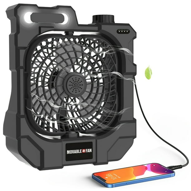 Camping Tent Fan 10400mAh Battery Powered USB Fan Camping With LED