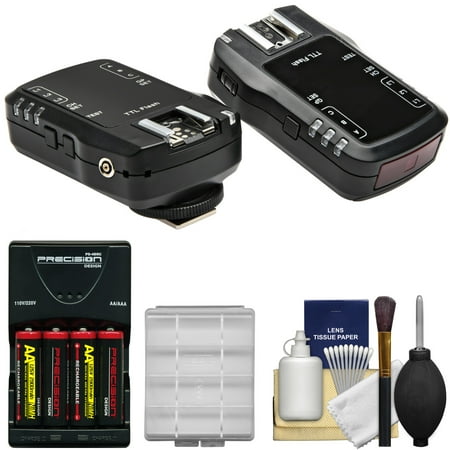 Flash Trigger Set Vivitar FT-2900C TTL Wireless Flash Trigger for Canon Cameras (Set of 2) with AA Batteries & Charger + Kit ()