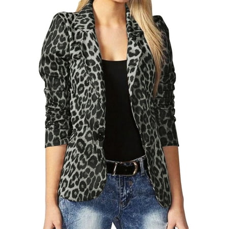 ZANZEA Women's Hot Leopard Print Suit Plush Jacket Coats Autumn Winter ...