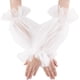 thumbnail image 1 of Un par de mangas blancas desmontables abullonadas de encaje para vestido de novia, de 39,4 cm de largo, de tul liso y transparente., 1 of 6