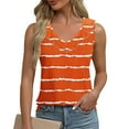 thumbnail image 2 of HAiming Tank Tops for Women Striped Color Block V Neck Ruffled Sleeveless Camisole Casual Vacation Tunic Shirts, 2 of 6