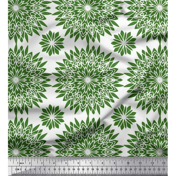 Soimoi Green Rayon Fabric Artistic Floral Fabric Prints By Yard 42 Inch Wide