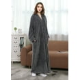 thumbnail image 5 of Robes for Women, LOFIR Long Womens Robes, Cozy Soft Fluffy Fleece Front Zipper Robe, Warm Plush Winter Bathrobe with Side Pockets,Grey, 2XL3XL, 5 of 10