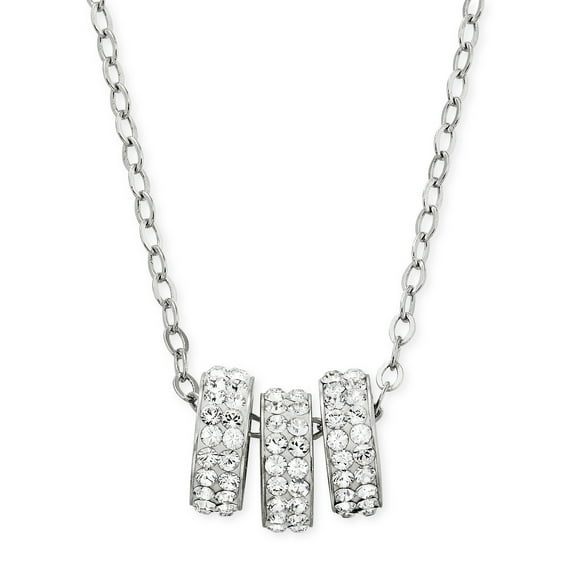 Brilliance Sterling Silver Necklace, 18-inch, 3 Floating Crystal Rondelle Pendants, Women’s Jewelry, Adult