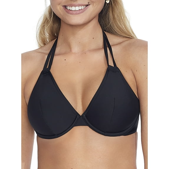 Camio Mio Womens Black Halter Bikini Top Style-S10204-BLK Swimsuit