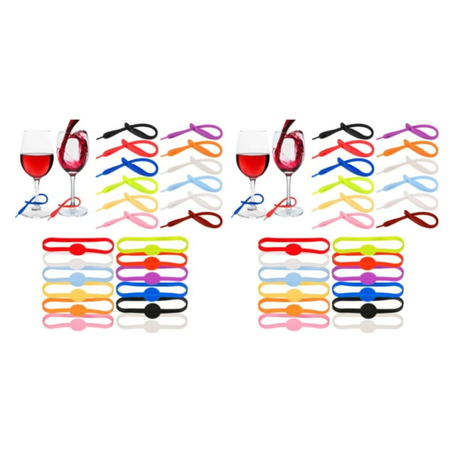 fastboy 24pieces Easy To Clean Glass Markers Bright Color Cup Labels For Easy Cup Identification Suitable 2Set